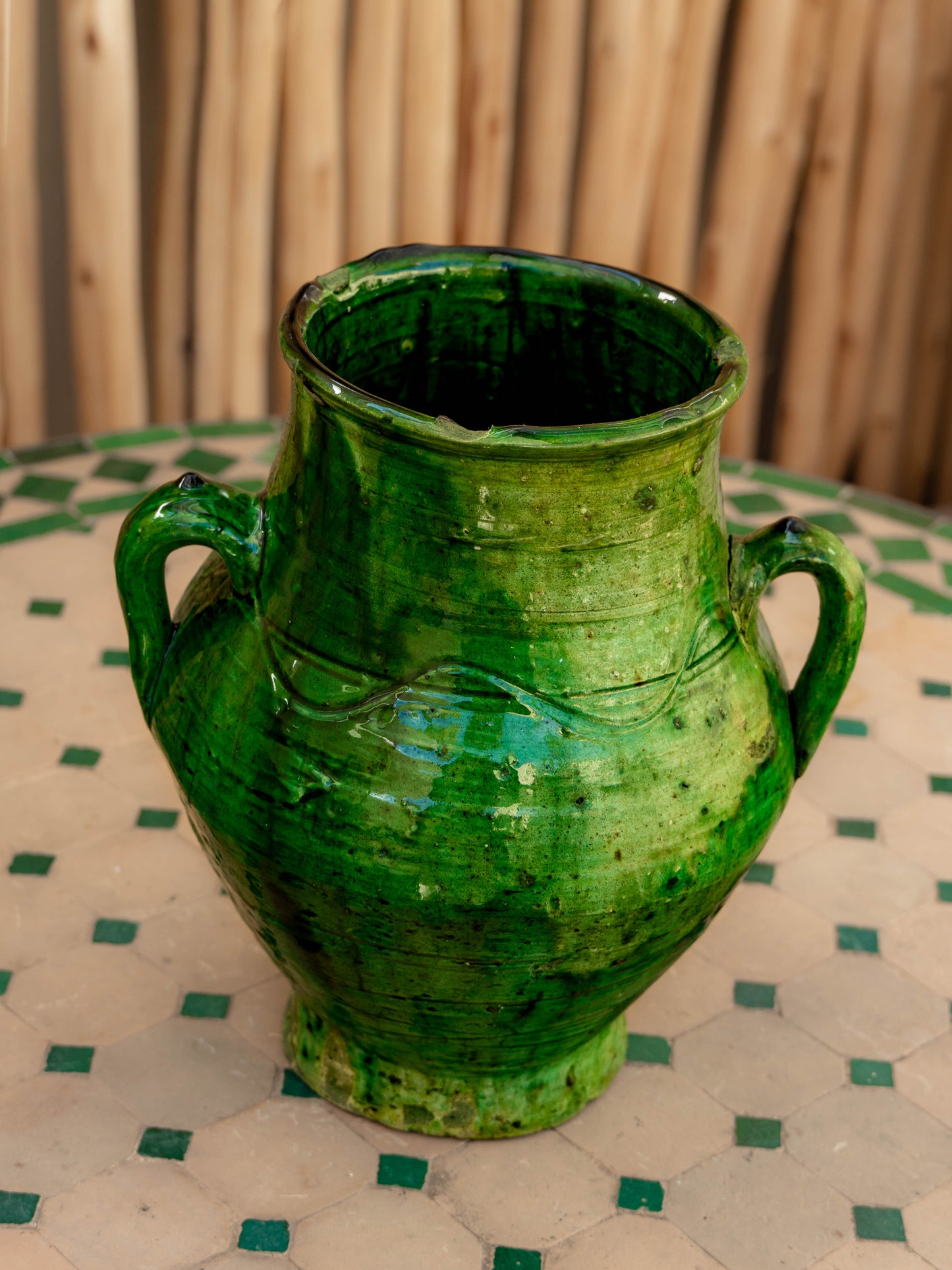 Vase ZWIRA Vintage Marocain - VERT - Poterie de Tamegroute