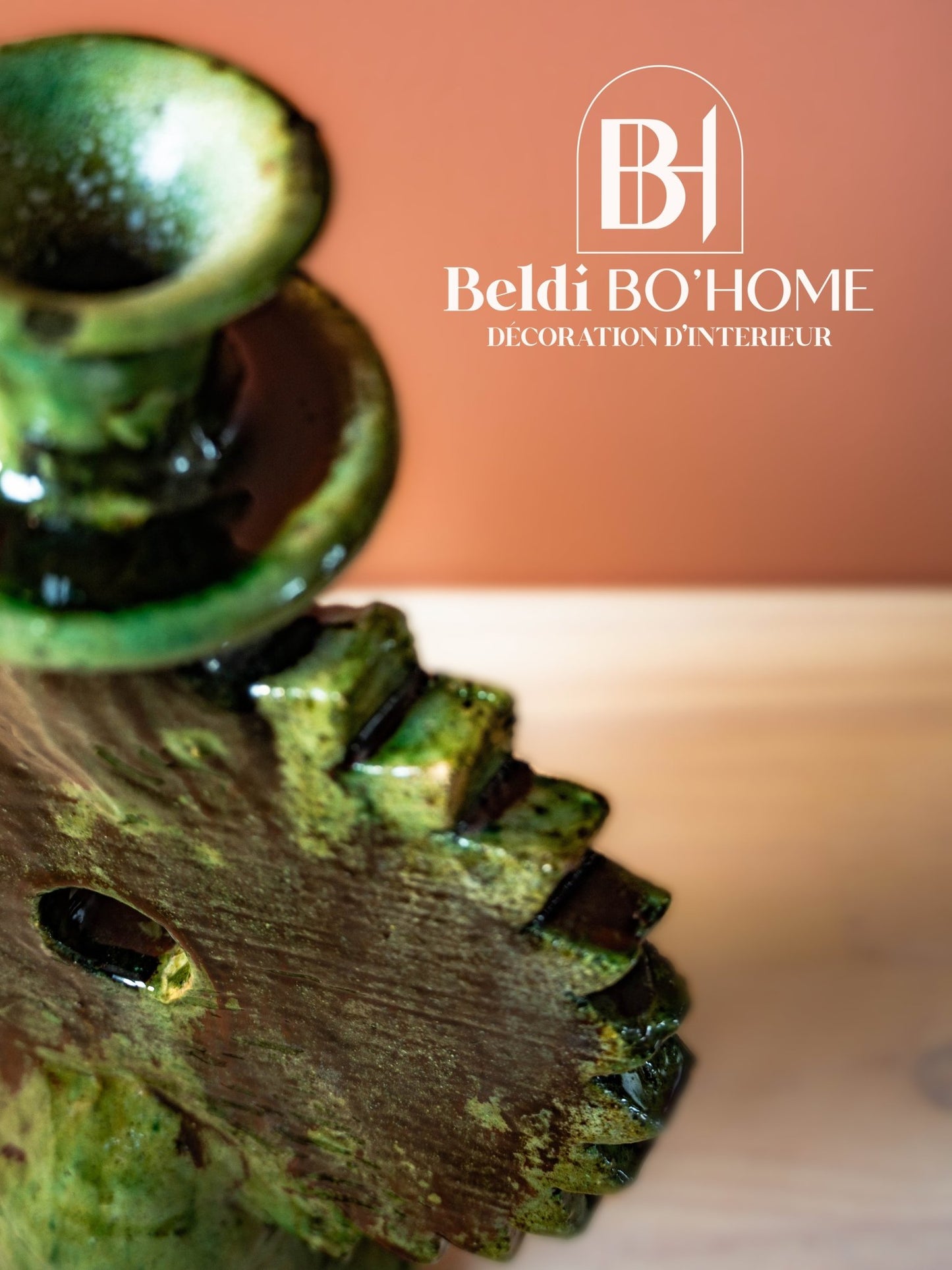 Bougeoir SHAMSI en forme de Soleil - Poterie de Tamegroute - BELDI BOHOME