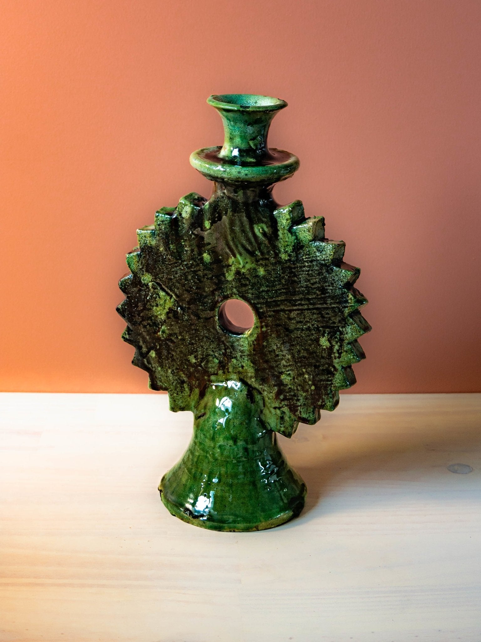 Bougeoir SHAMSI en forme de Soleil - Poterie de Tamegroute - BELDI BOHOME